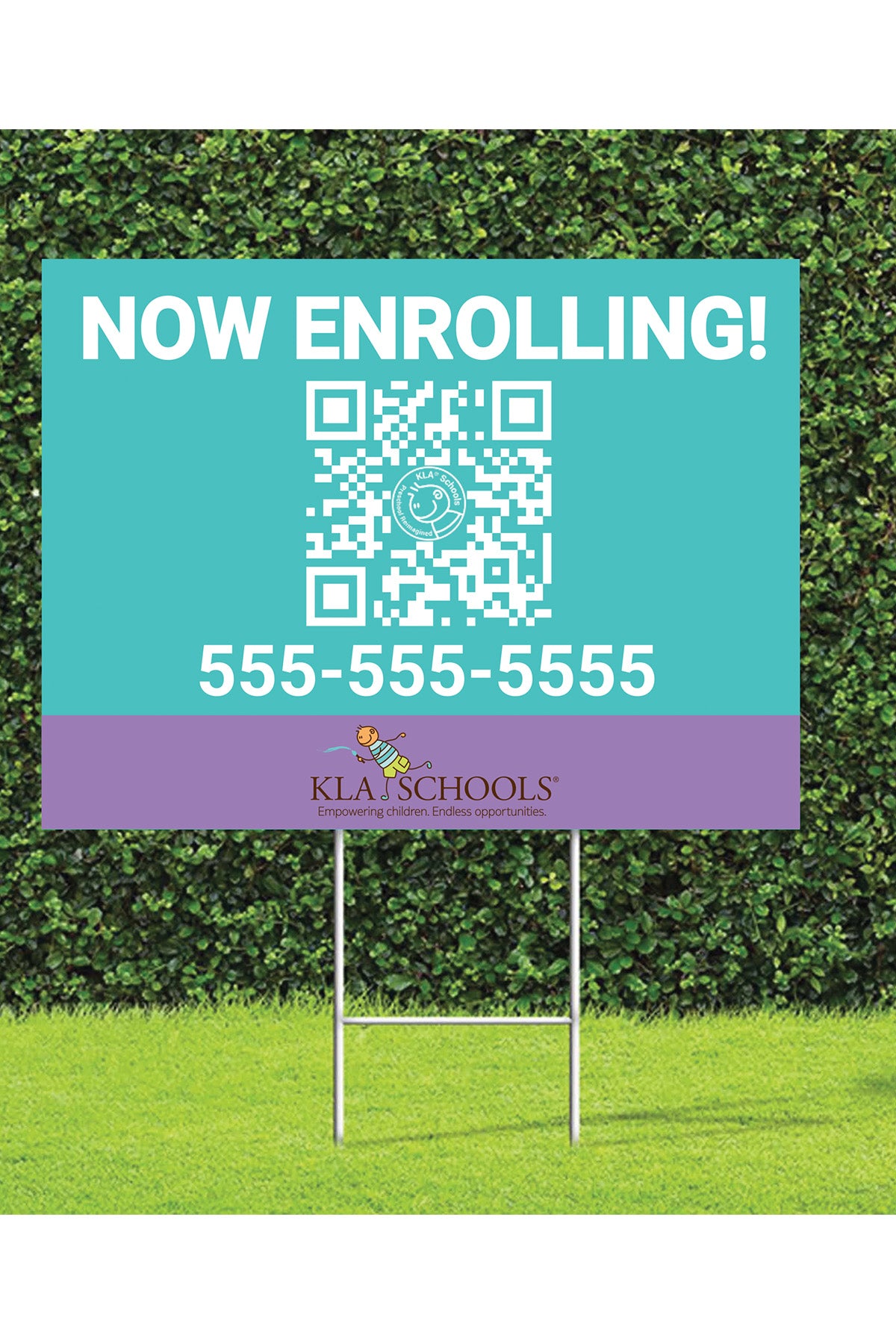 KLA Now Enrolling Yard Sign 24"x18" QR Code